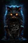 Cat with glowing evil eyes. AI Generated. Art Print